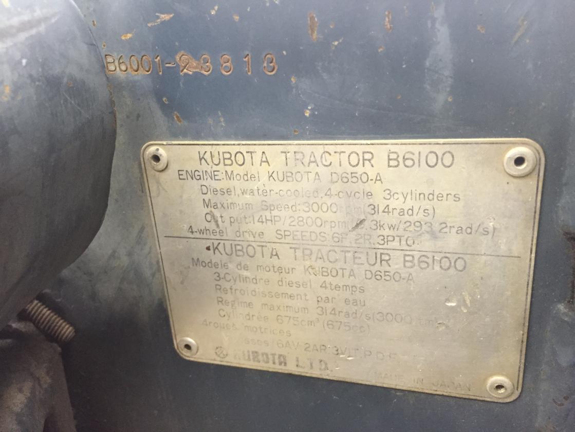 Kubota M9000 Serial Numbers