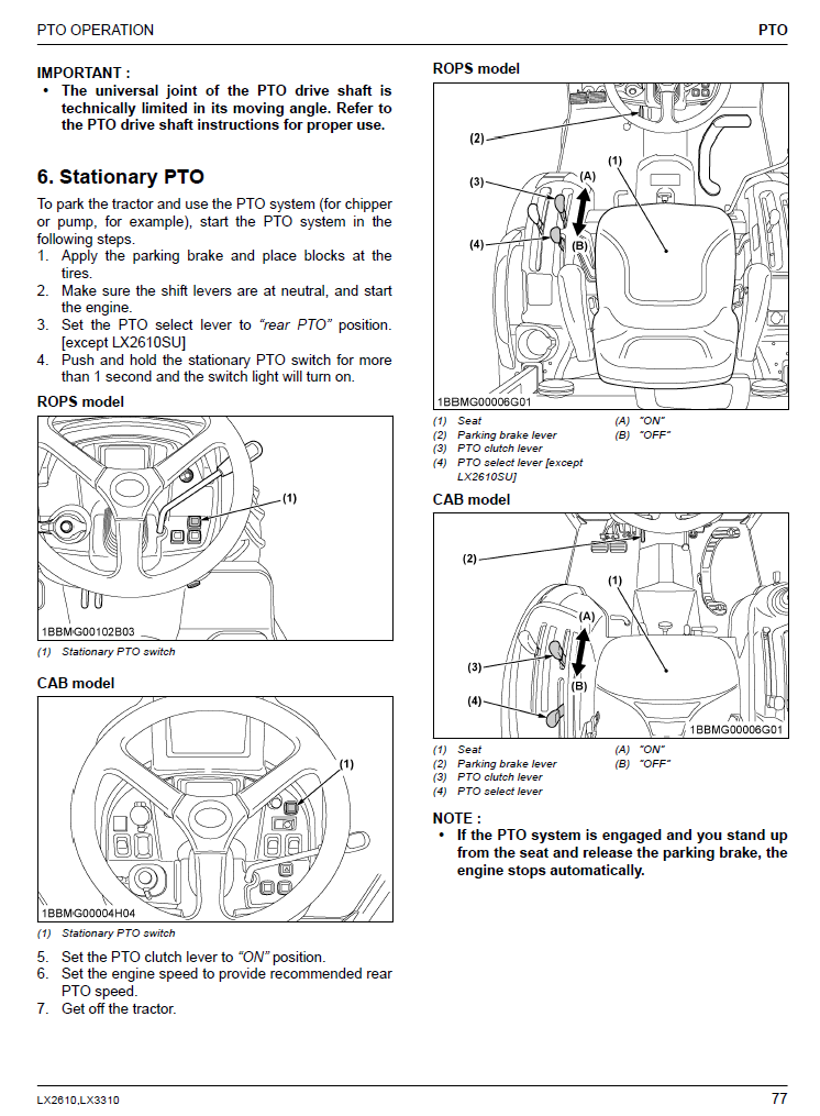 Engage PTO when off the seat. | OrangeTractorTalks - Everything Kubota